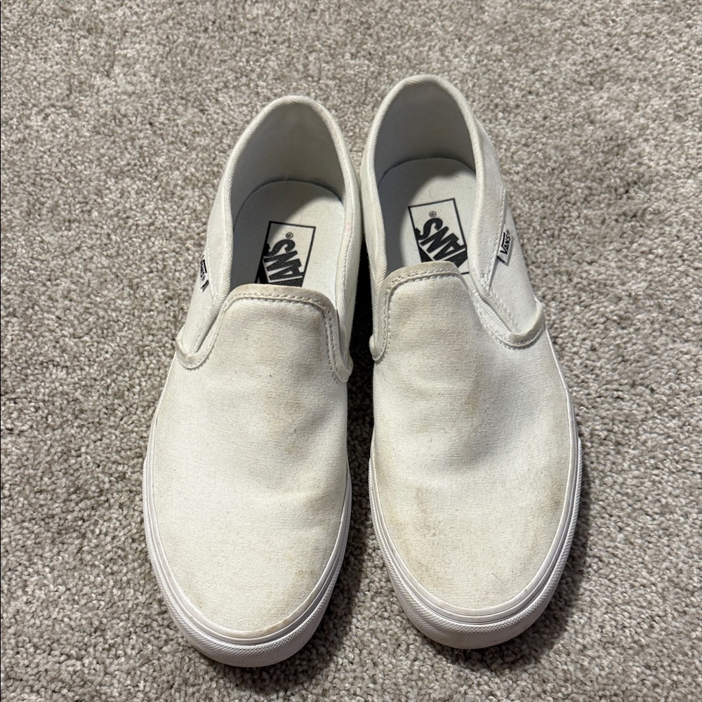 Vans Classic White Canvas Slip-Ons